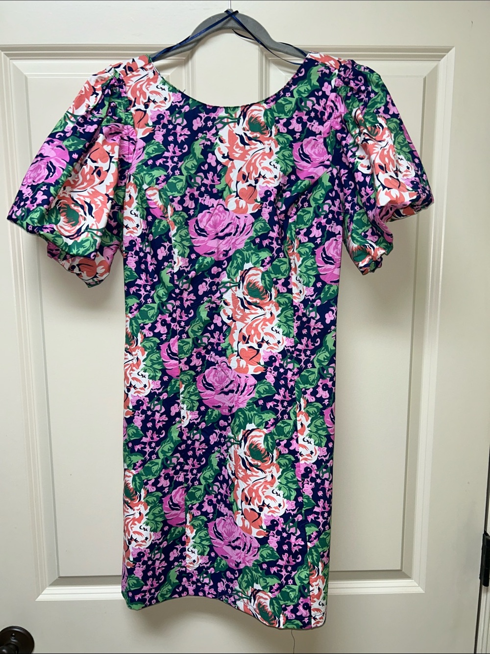 MELLODAY Purple Floral Midi Dress with Pink & Green Accents